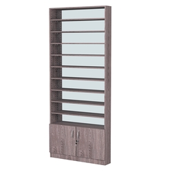 Стеллаж из ДСП с 9-ю полками 150x900 мм серии LEVEL-9 №9-2 (З/C - ЗЕРКАЛО), Ясень Анкор темный