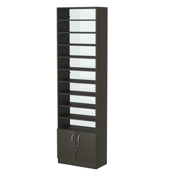 Стеллаж из ДСП с 9-ю полками 300x600 мм серии LEVEL-9 №5-1 (З/C - СТЕКЛО), Черный