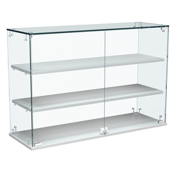 Витрина Истра настольная №29-ДП с прямыми полками из ДСП, Серый