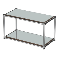 Хромированный стеллаж СТИЛЬ №4а-4 малый зеркальный, Орех