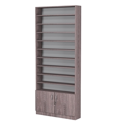 Стеллаж из ДСП с 9-ю полками 200x900 мм серии LEVEL-9 №10 (З/C - ДВП), Ясень Анкор темный