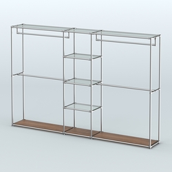 Торговая система ХРОМ без ДСП 3030 мм с прозрачными полками и поручнями №4, Орех