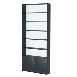 Стеллаж из ДСП с 5-ю полками 200x900 мм серии LEVEL-5 №10-1 (З/C - СТЕКЛО), Антрацит