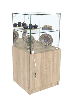 Торговый пристенный прилавок Зеркало с квадратными полками №110 (закрытый), Дуб сонома