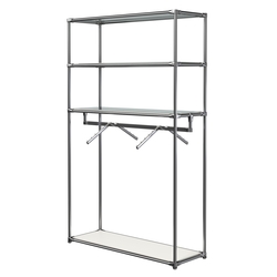 Хромированное вешало БАШНЯ №7-4 с полками Зеркало 4мм, Белый