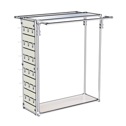 Хромированный стенд-вешало ETD-11 №1-4 (торец-ЭП) с полкой Зеркало 4мм, Ясень Анкор светлый