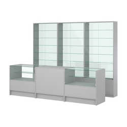 Комплект витрин с регулировочными полками NE-6 №12-1 и прилавков ЭК-3, Серый