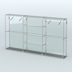 Торговая система ХРОМ (задняя стенка - стекло) 3600 мм с прозрачными полками и поручнями №10, Черный