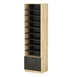 Стеллаж из ДСП с 8-ю полками 400x600 мм серии LEVEL-8 №7 (З/C - ДВП), Дуб Сонома + Черный