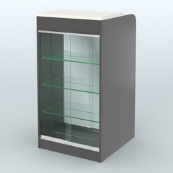 Ресепшен-Лайт №8 (600 мм) (Фасадная стенка - Зеркало), Черный и Белый