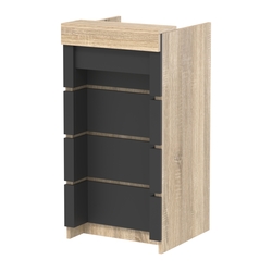 Торговый кассовый прилавок на колесах с утопленным фасадом №УФК-2-1, Дуб сонома, Черный