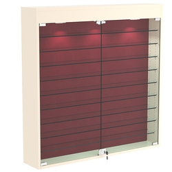 Настенная витрина с бархатом серии БАРОН №4-4А (девять полок), Крем Вайс + 07 Red