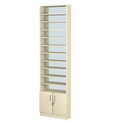 Стеллаж из ДСП с 10-ю полками 150x600 мм серии LEVEL-10 №2-2 (З/C - ЗЕРКАЛО), Крем Вайс