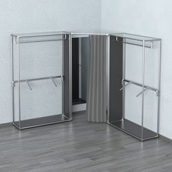 Примерочная с зеркалом из системы ХРОМ с поручнями №3-1, Черный