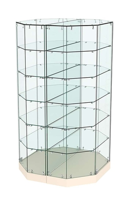 Стеклянная островная низкая с пятью полками витрина Хит Продаж №855-О, Крем Вайс