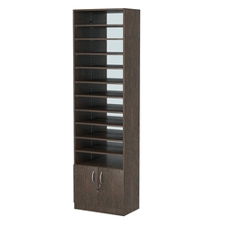 Стеллаж из ДСП с 10-ю полками 350x600 мм серии LEVEL-10 №6-2 (З/C - ЗЕРКАЛО), Дуб Венге