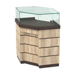 Торговый прилавок угловой внешний с утопленным фасадом №УФ-5, Дуб Венге + Дуб Сонома