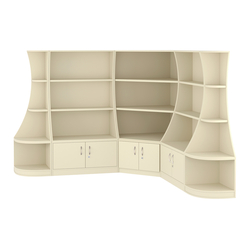 Угловой низкий стеллаж ГАРАНТ №2, Крем Вайс