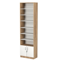 Стеллаж из ДСП с 6-ю полками 300x600 мм серии LEVEL-6 №5 (З/C - ДВП), Дуб Канзас коричневый + Белый