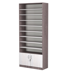 Стеллаж из ДСП с 8-ю полками 400x900 мм серии LEVEL-8 №14 (З/C - ДВП), Ясень Анкор темный + Ясень Анкор светлый