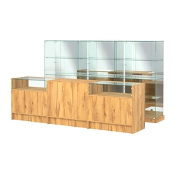 Комплект низких витрин ХП-07 и прилавков ЭК-2, Дуб Золотистый