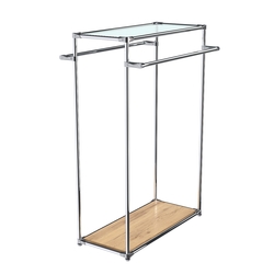 Хромированный стенд-вешало TD-38 №1-1 с полкой стекло 6мм (прозрачное), Дуб Золотистый