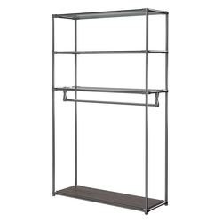 Хромированное вешало БАШНЯ №6-1 с полками стекло 6мм (прозрачное), Дуб Венге