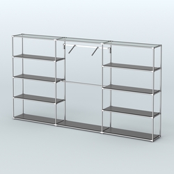 Торговая система ХРОМ без ДСП 3600 мм с полками ДСП и поручнями №9, Черный