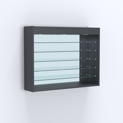 Витрина настенная №203-8Г открытая с пятью полками, зеркалом и подсветкой, Антрацит