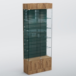 Витрина СЕТЬ №4-П с экономпанелью и полками, Дуб Канзас коричневый