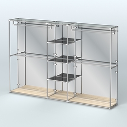 Торговая система ХРОМ (задняя стенка - зеркало) 3030 мм с тонированными полками и поручнями №4, Дуб Сонома