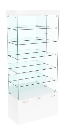 Витрина Кристалл №603 прямоугольная (З/C - зеркало), без дверей, Белый