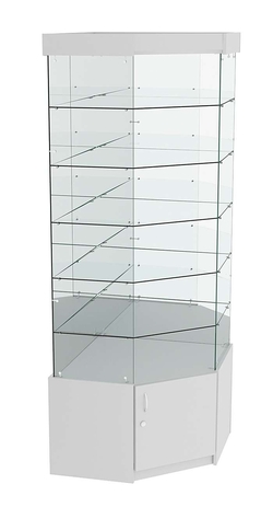 Витрина "Истра" угловая №9114, пятигранная, (З.С-зеркало), без дверей, Серый