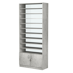 Стеллаж из ДСП с 9-ю полками 400x900 мм серии LEVEL-9 №14-1 (З/C - СТЕКЛО), Метрополитан Грей