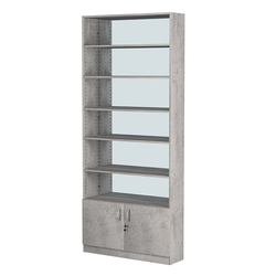 Стеллаж из ДСП с 5-ю полками 250x900 мм серии LEVEL-5 №11-2 (З/C - ЗЕРКАЛО), Бетон Чикаго светло-серый F186 ST9