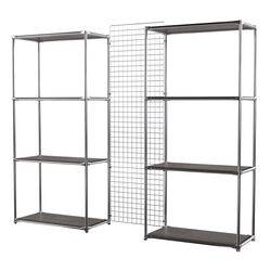 Сетчатый стеллаж СТИЛЬ с полками ДСП и решеткой №31-3, Дуб Венге