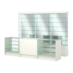 Комплект стеклянных витрин ИС-32 и прилавков ЭК-4, Белый