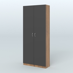 Аптечный шкаф одежды персонала для двух человек №2, Орех + Черный