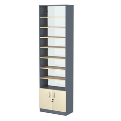 Стеллаж из ДСП с 7-ю полками 300x600 мм серии LEVEL-7 №5-1 (З/C - СТЕКЛО), Темно-серый + Крем Вайс