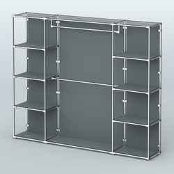 Торговая система ХРОМ (задняя стенка - ДСП) 2430 мм с полками ДСП и поручнями №3, Темно-Серый