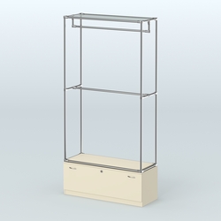 Торговая система ХРОМ без ДСП 1200 мм №1-1 с тумбой Т-11 и поручнями, Крем Вайс