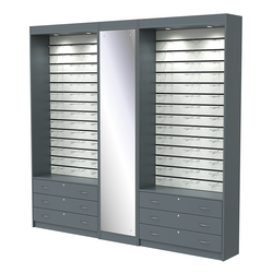 Комплект витрин под очки №11+1+11 (открытый доступ), Темно-Серый