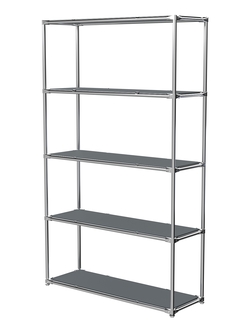 Торговый хромированный стеллаж с полками ДСП №4, Темно-Серый