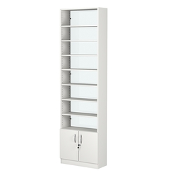 Стеллаж из ДСП с 8-ю полками 250x600 мм серии LEVEL-8 №4-1 (З/C - СТЕКЛО), Белый