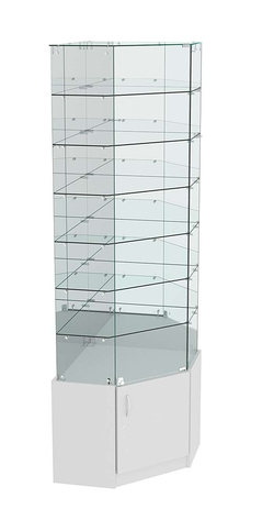 Витрина ИСТРА угловая №334  (задние стенки - зеркало), Серый