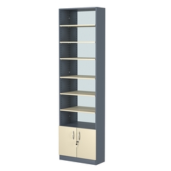 Стеллаж из ДСП с 6-ю полками 250x600 мм серии LEVEL-6 №4-2 (З/C - ЗЕРКАЛО), Темно-серый + Крем Вайс