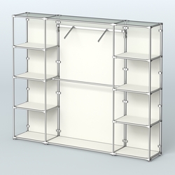 Торговая система ХРОМ (задняя стенка - ДСП) 2430 мм с полками ДСП и поручнями №11, Белый