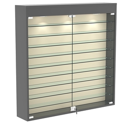 Настенная витрина с бархатом серии БАРОН №4-4А (девять полок), Темно-Серый + 01 Cream