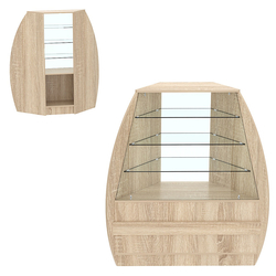 Торговый прилавок со стеклом серии БРИЗ №3 угловой (внешний угол), Дуб сонома