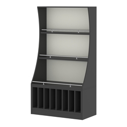 Стеллаж Гарант низкий №2-3-900-О с ограничителями, Черный и Белый